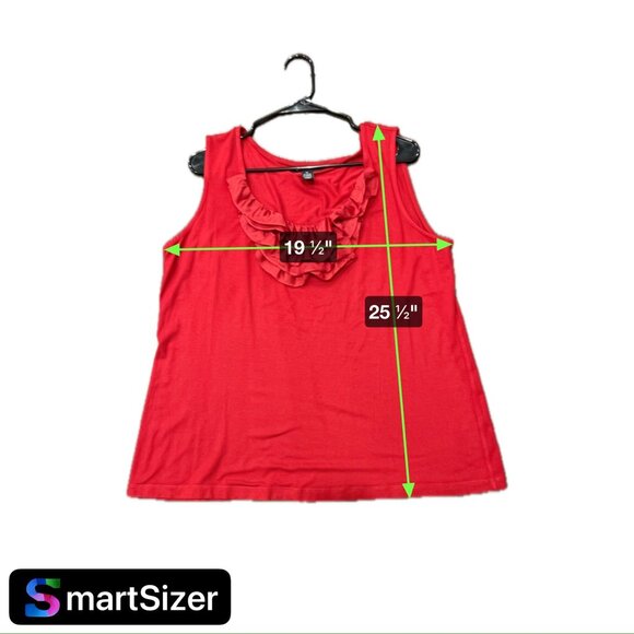 Alfani Woman Red Sleeveless Ruffle Tank Top SZ Extra Large - Picture 6 of 8